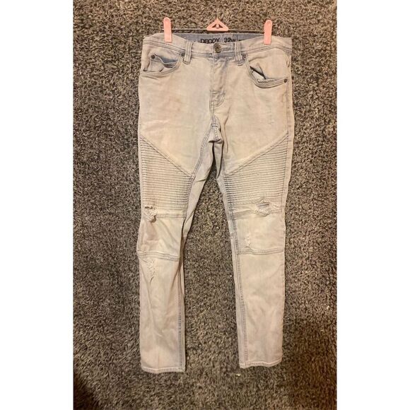Zumiez Men's Moto Skinny Jeans Blue Size 32 Biker Detailing Denim - Picture 1 of 7